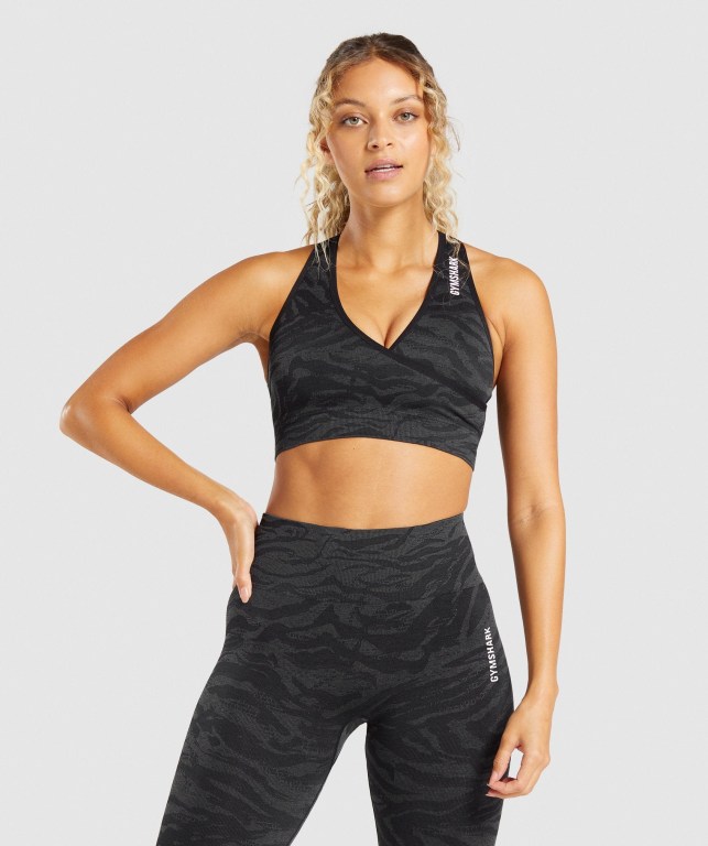 Gymshark Adapt Animal Seamless Sports Bra Svarte | wJNEfBCKTqy