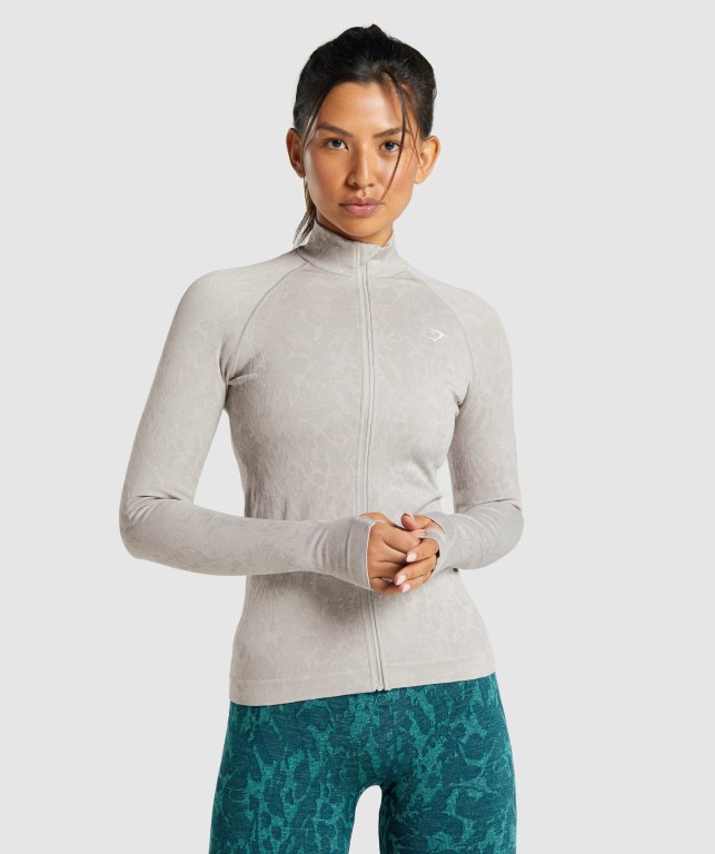 Gymshark Adapt Animal Seamless Zip Up Grå | nupgu8SJ9uY