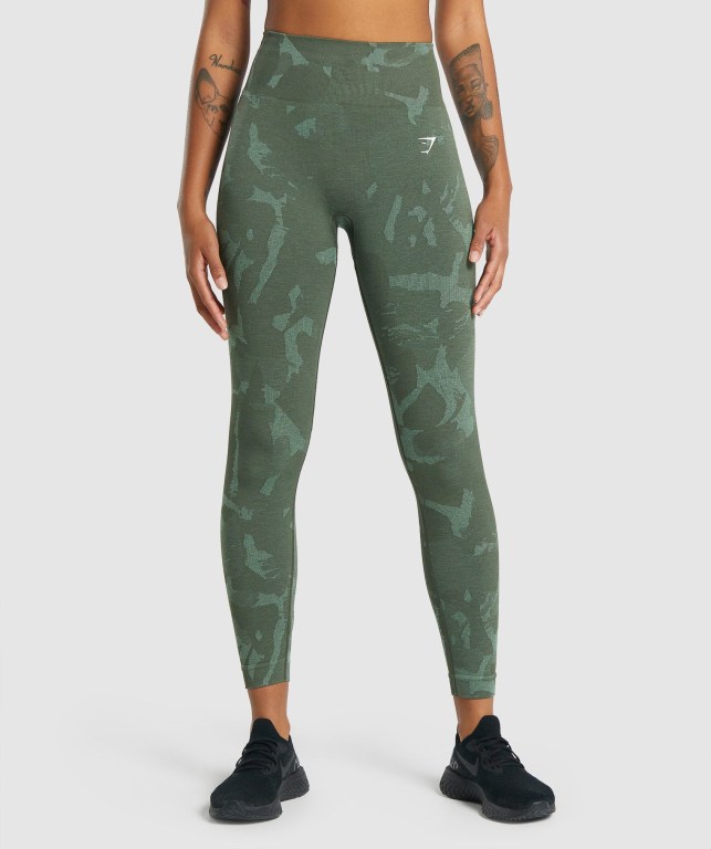 Gymshark Adapt Camo Seamless Grønn | 2LBOpn3TUFb