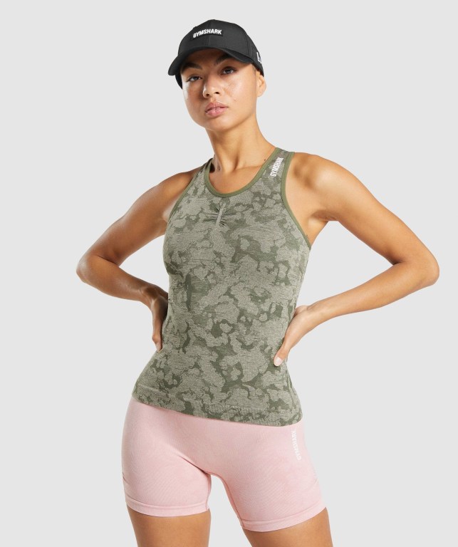 Gymshark Adapt Camo Seamless Grønn | DvdCq7827mW