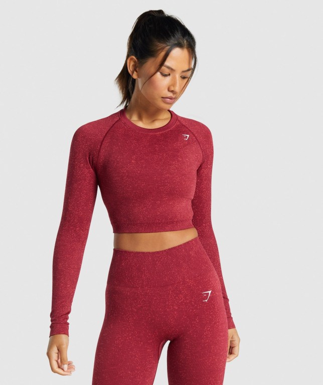 Gymshark Adapt Fleck Seamless Crop Top Burgunder | 9p1Xrr1avXM