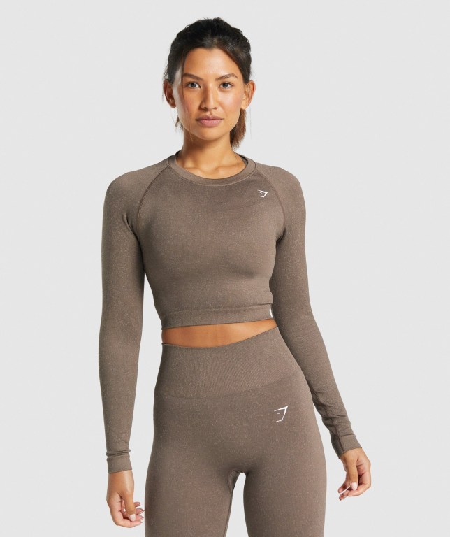 Gymshark Adapt Fleck Seamless Crop Top Brune | AqhFhiekSCt