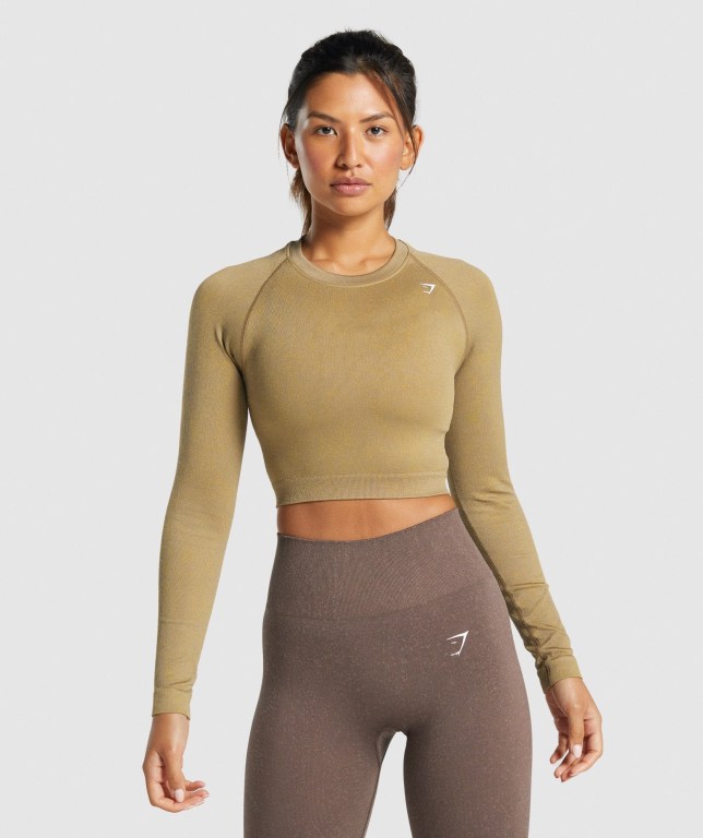 Gymshark Adapt Fleck Seamless Crop Top Lyse Brune | SlQz66FOvpf