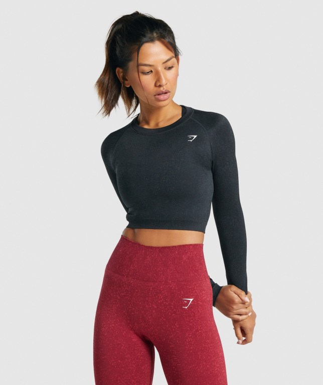 Gymshark Adapt Fleck Seamless Crop Top Svarte | CqfGlh2tmC7