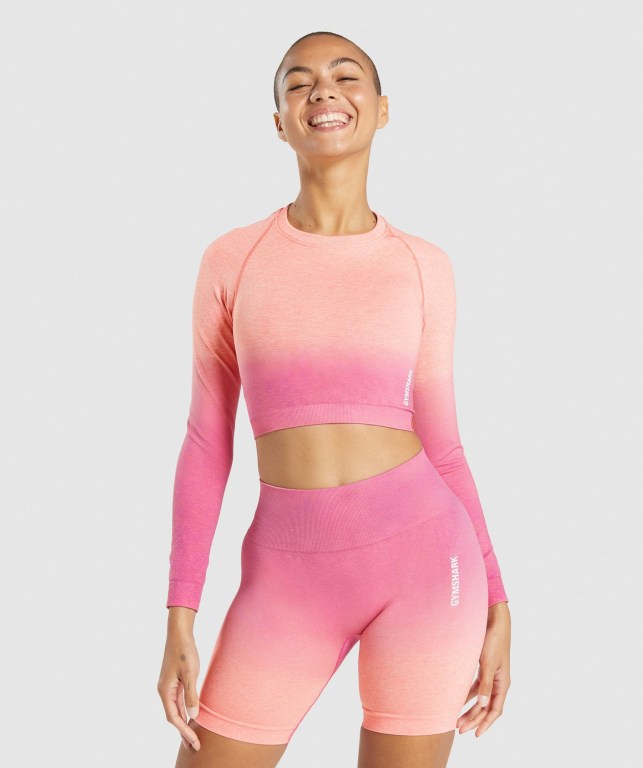 Gymshark Adapt Ombre Seamless Crop Top Oransje Rosa | CGpORhmUCDT