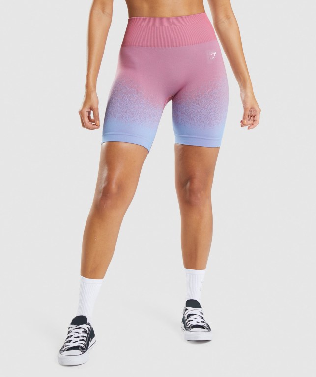 Gymshark Adapt Ombre Seamless Cycling Rosa Rosa Lyse Blå | e2JPFwTwATP