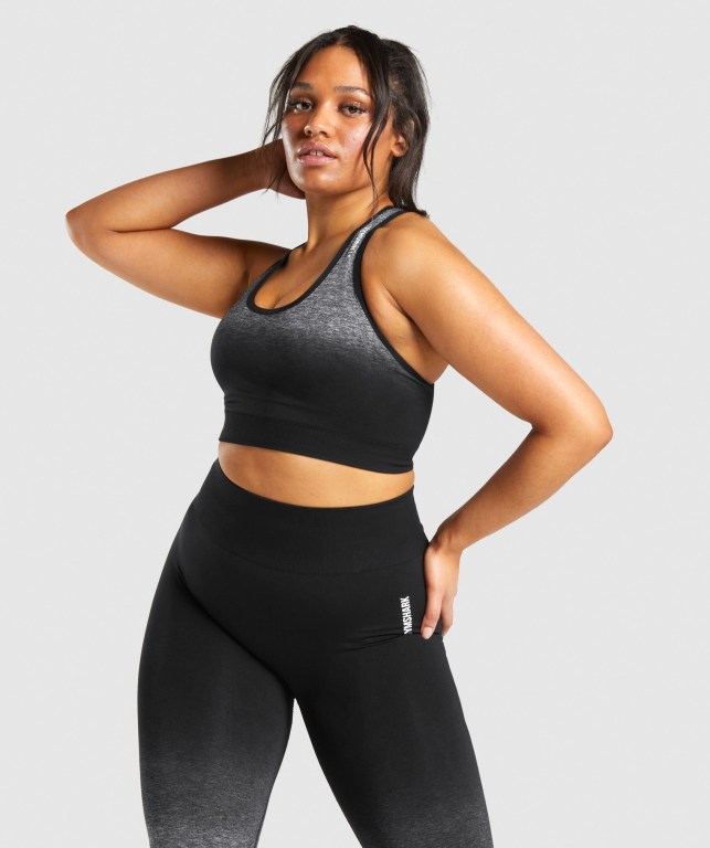 Gymshark Adapt Ombre Seamless Sports Bra Svarte Svarte | 4llXylXQcdc