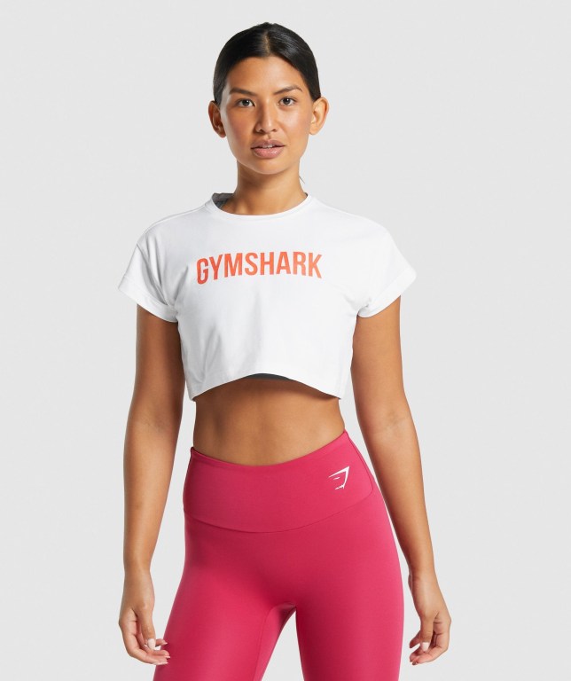 Gymshark Animal Graphic Infill Crop Hvite | d3nFEQhZIDw