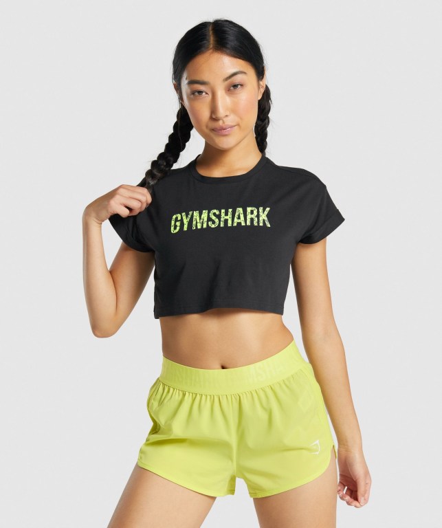 Gymshark Animal Graphic Infill Crop Svarte | OE8xmaHKXG8