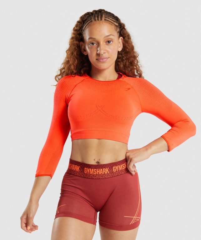 Gymshark Apex Seamless Crop Top Oransje | kUpoRa6Bqpx