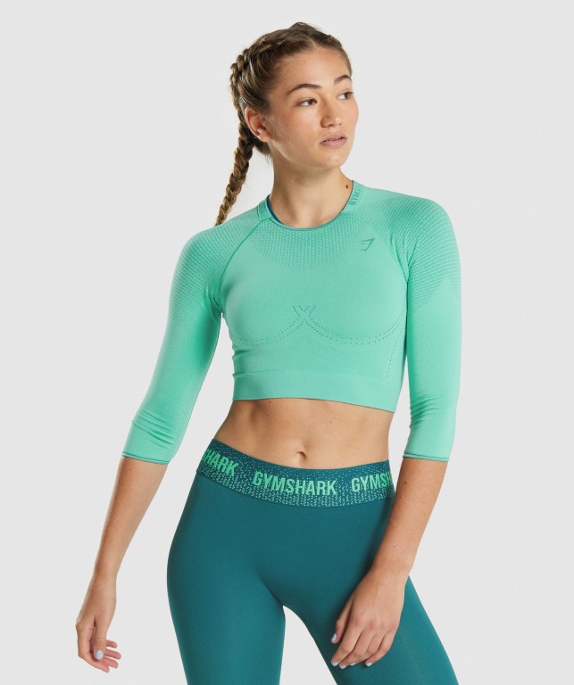 Gymshark Apex Seamless Crop Top Turkis | spm2Hz84gHH