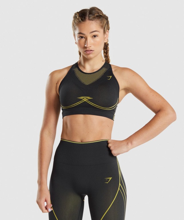 Gymshark Apex Seamless Sports Bra Svarte Gul | wqf5h9z2gLr