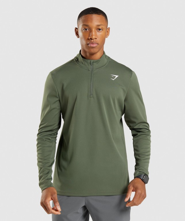 Gymshark Arrival 1/4 Zip Olivengrønne | IZdfNb964p8