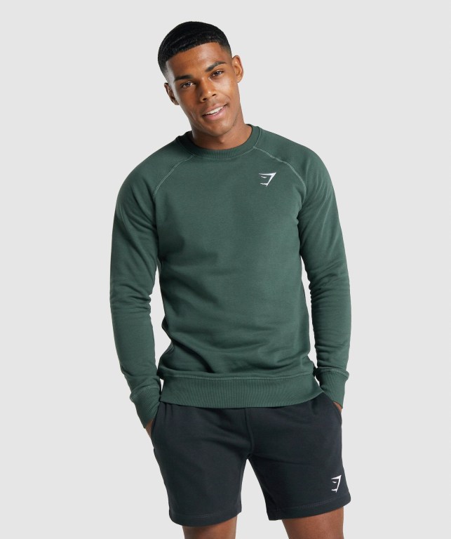 Gymshark Crest Sweatshirt Mørke Grønn | NeoDSYE2u2k