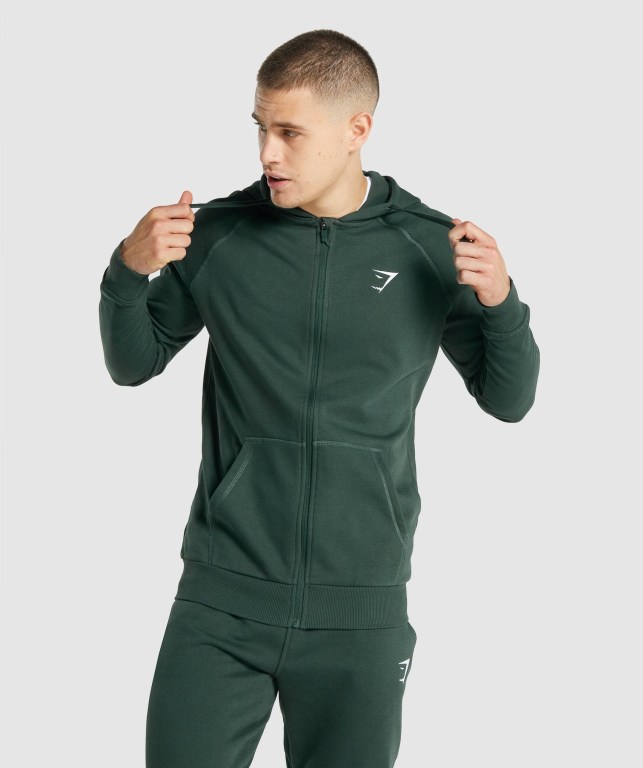 Gymshark Crest Zip Up Mørke Grønn | z9zatucH5Q7