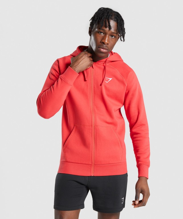 Gymshark Crest Zip Up Rød | oSWhJGtRiVj