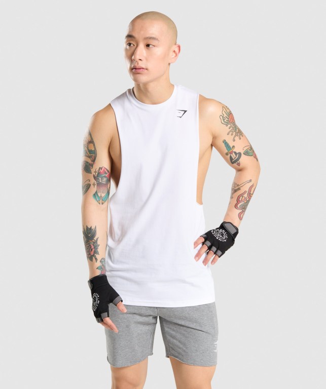 Gymshark Critical Drop Arm Hvite | JfweV9hMWlS