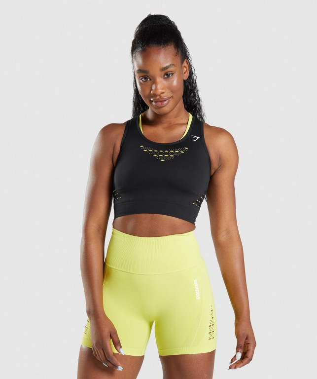 Gymshark Energy Seamless Crop Top Svarte | MSqrgqmxHC1