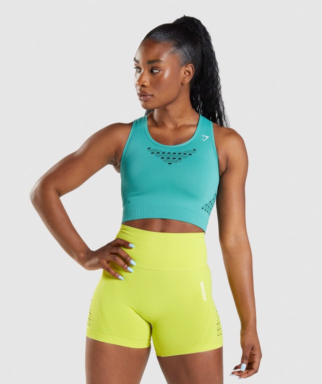 Gymshark Energy Seamless Crop Top Turkis | GxYHTIzcHTM