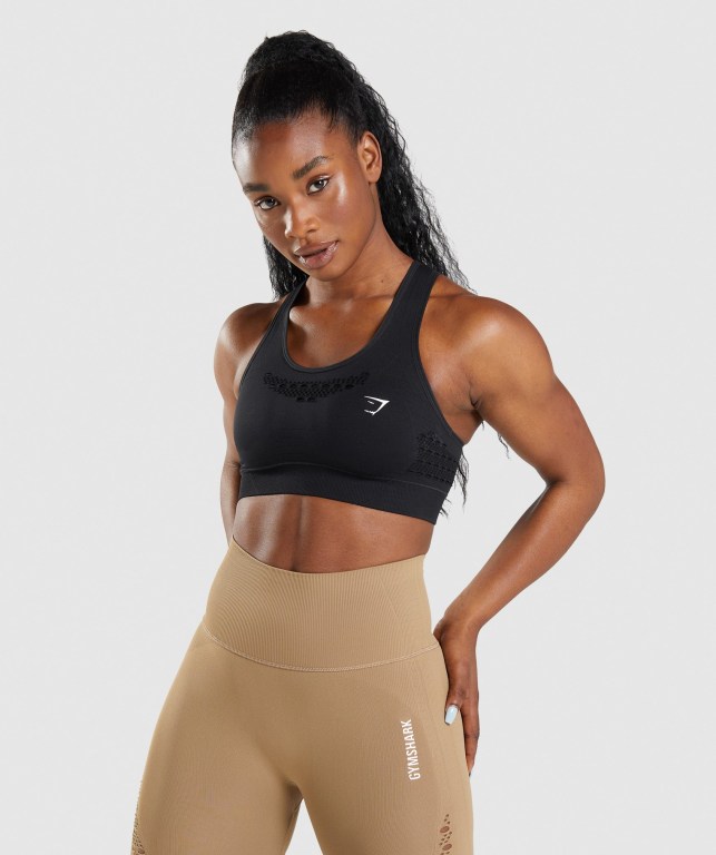 Gymshark Energy Seamless Sports Bra Svarte | DUDTlSLHoWI