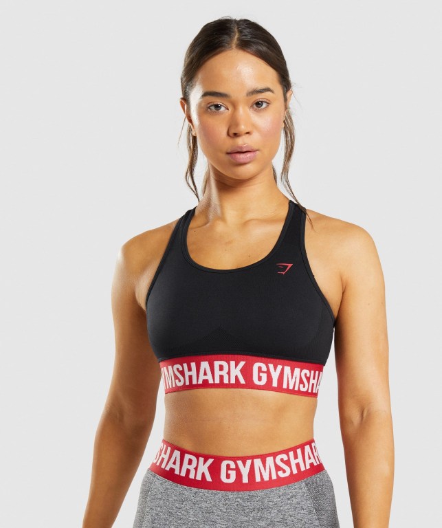 Gymshark Flex Sports Bra Svarte | aKeBcROncFS