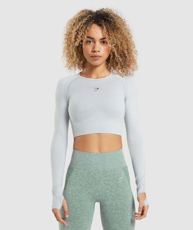 Gymshark Flex Sports Crop Top Lyse Grå | 4P1mvnIDcpT