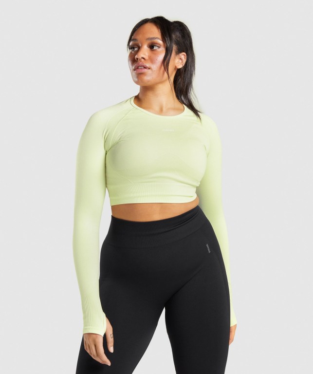 Gymshark Flex Sports Crop Top Lyse Grønn | 9dTUElP2Qv4