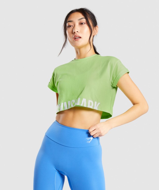 Gymshark Fraction Crop Top Grønn | hIJaeTbSGRH