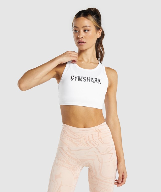 Gymshark GS Power Crop Top Hvite | Vcs3992EPTK