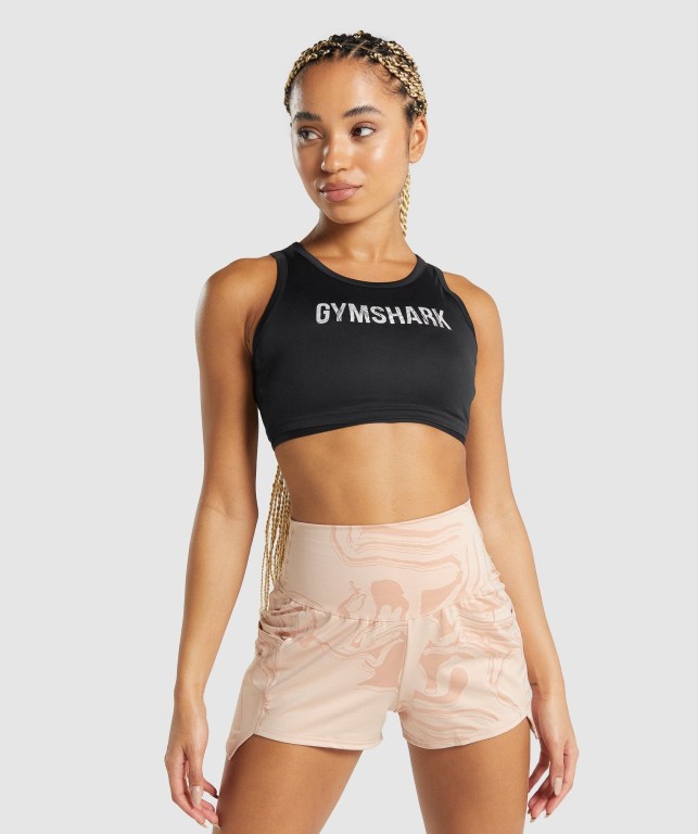 Gymshark GS Power Crop Top Svarte | 7zF6DL9LWP7