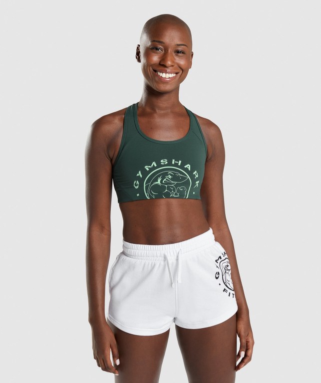 Gymshark Legacy Graphic Sports Bra Mørke Grønn | WPP6TNqScvN