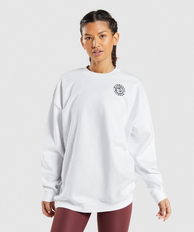 Gymshark Legacy Graphic Sweatshirt Hvite | yderHaCkJu6