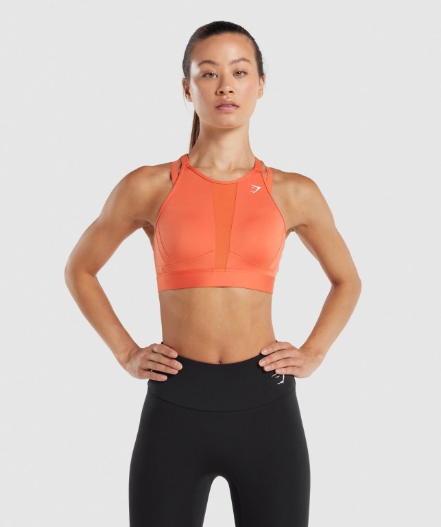 Gymshark Mesh Neckline Trenings Sports Bra Oransje | BfXivZBsRvK