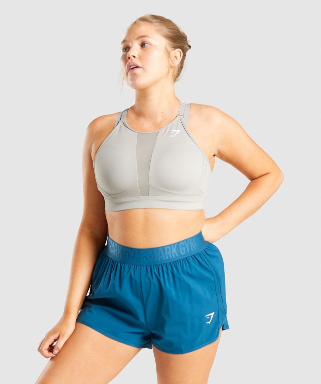 Gymshark Mesh Neckline Trenings Sports Bra Grå | wbMKsgFntTi