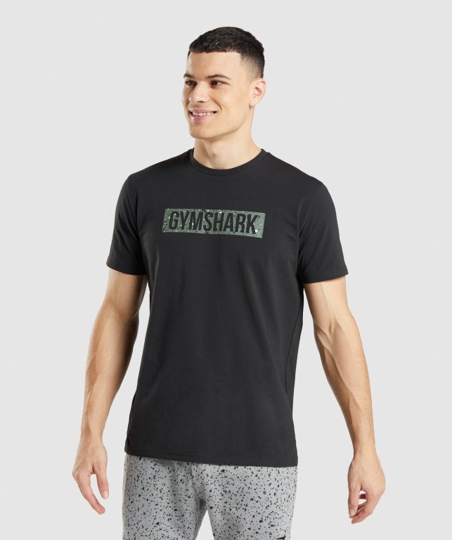 Gymshark Micro Print Block Infill Svarte | BfAIOsiKz7Q