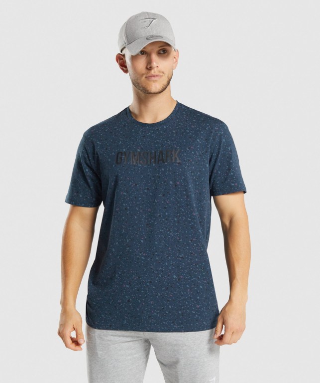 Gymshark Micro Print Marineblå | dTWexP5CMdF