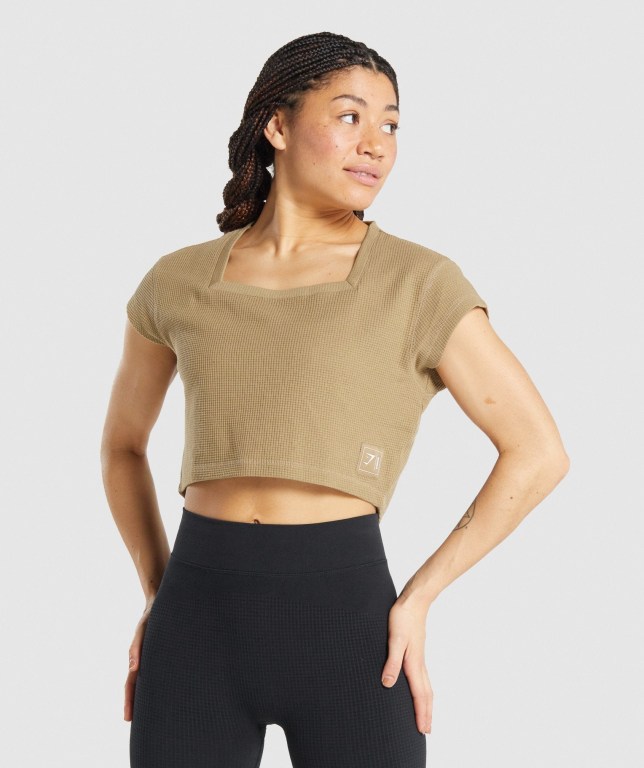 Gymshark Pause Crop Top Lyse Brune | acnhGf4UhRW