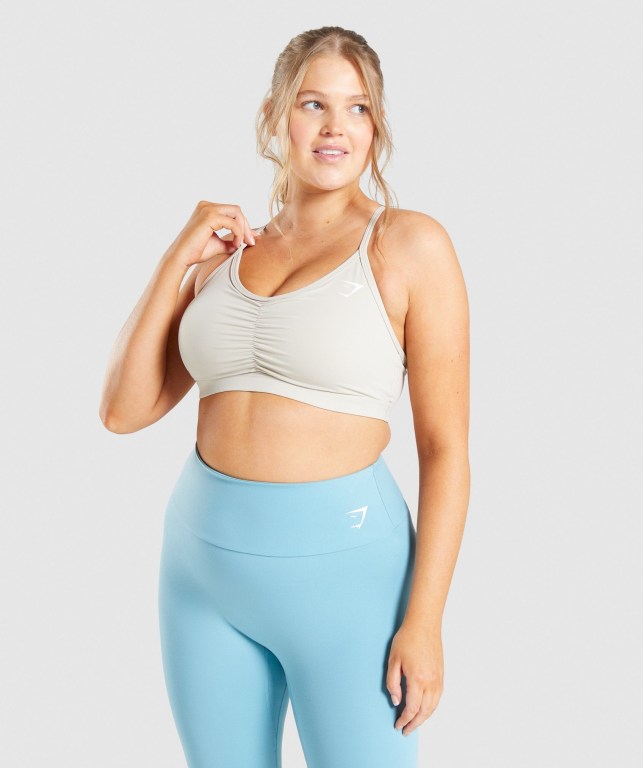 Gymshark Ruched Trenings Sports Bra Grå | LR66lVyCPq4