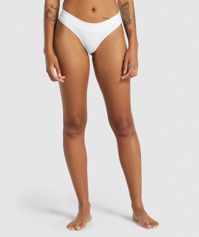 Gymshark Seamless Low Rise Thong Hvite | d5MxuoLuaGk