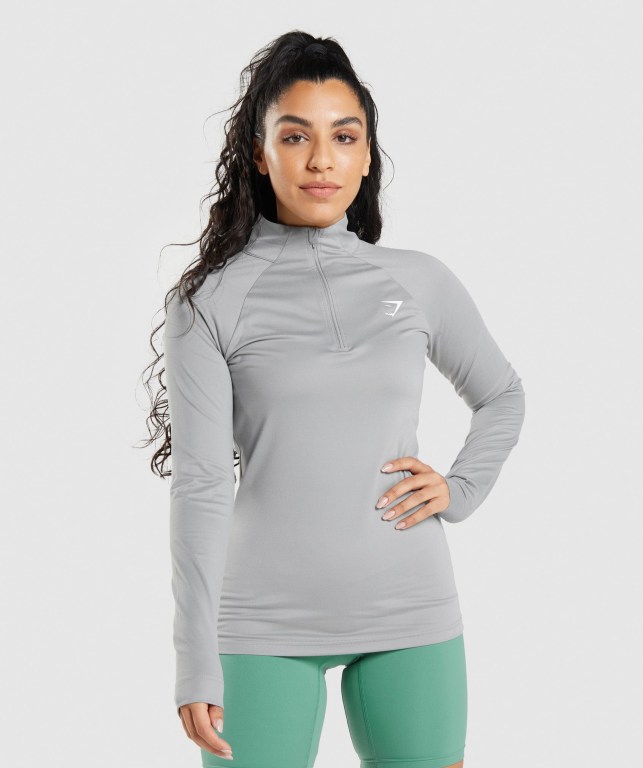 Gymshark Trenings 1/4 Zip Grå | tBKxieU6WfR