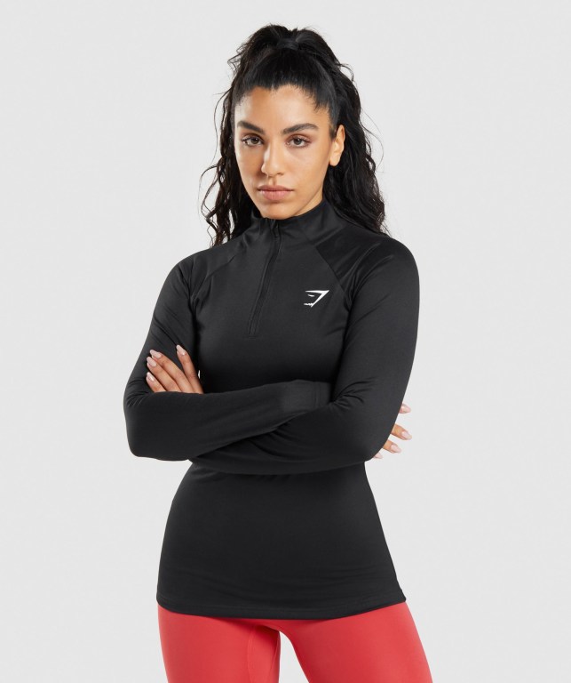 Gymshark Trenings 1/4 Zip Svarte | eHf9Urdg5Q5