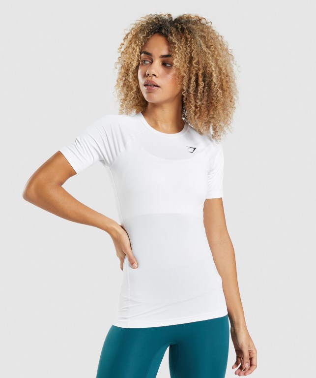 Gymshark Trenings Baselayer Hvite | g4neGdfLN42