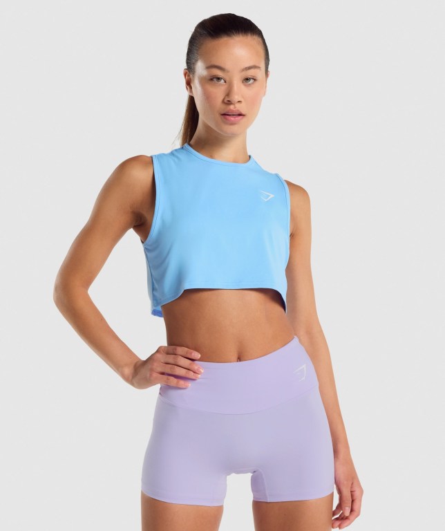 Gymshark Trenings Crop Lyse Blå | fBKg555KwjG