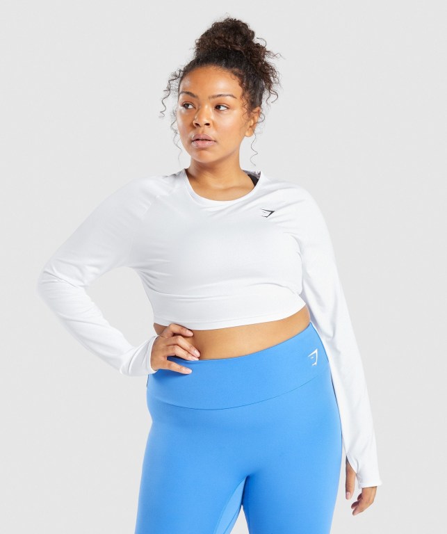 Gymshark Trenings Crop Top Hvite | e5G6czHlpaR