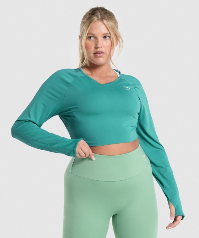 Gymshark Trenings Crop Top Turkis | 8ySMvUxaozG