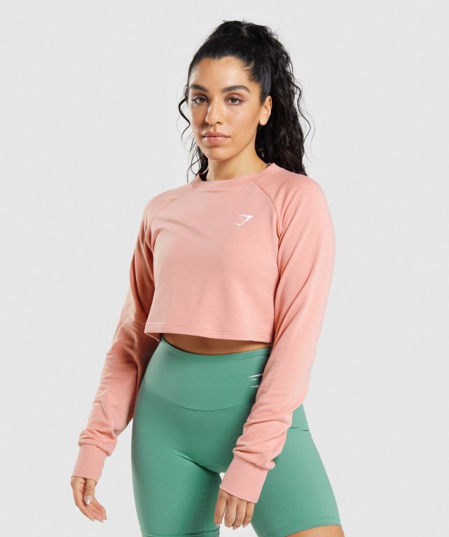 Gymshark Trenings Cropped Genser Rosa | NtlqqkeZtJR