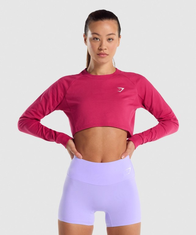 Gymshark Trenings Cropped Genser Rosa | ZMf4uzE2FGy