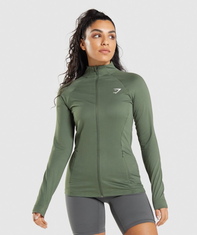 Gymshark Trenings Jacket Olivengrønne | Wl2ZJPhjp8Z