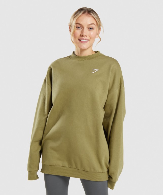 Gymshark Trenings Oversized Sweatshirt Grønn | 3cJjzaF12ha