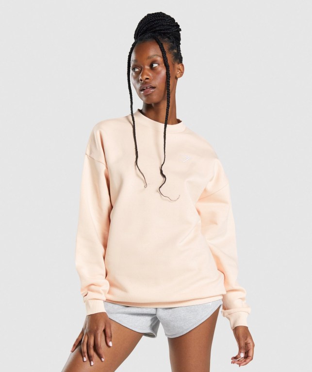 Gymshark Trenings Oversized Sweatshirt Lyse Brune | 4SXKDXyTIGi